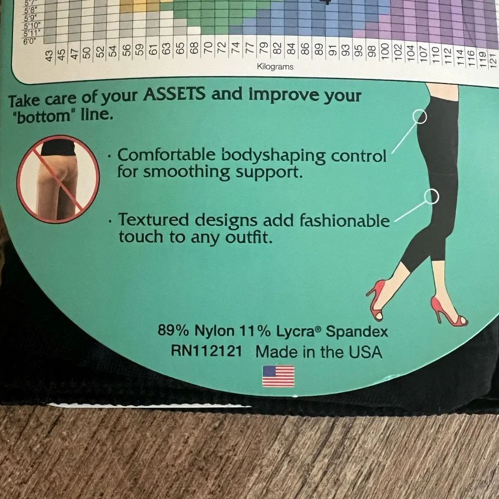 Assets Black Textured Footless Tights - Picture 6 of 7